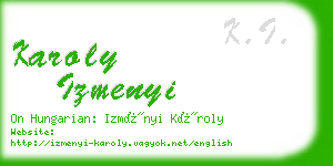 karoly izmenyi business card